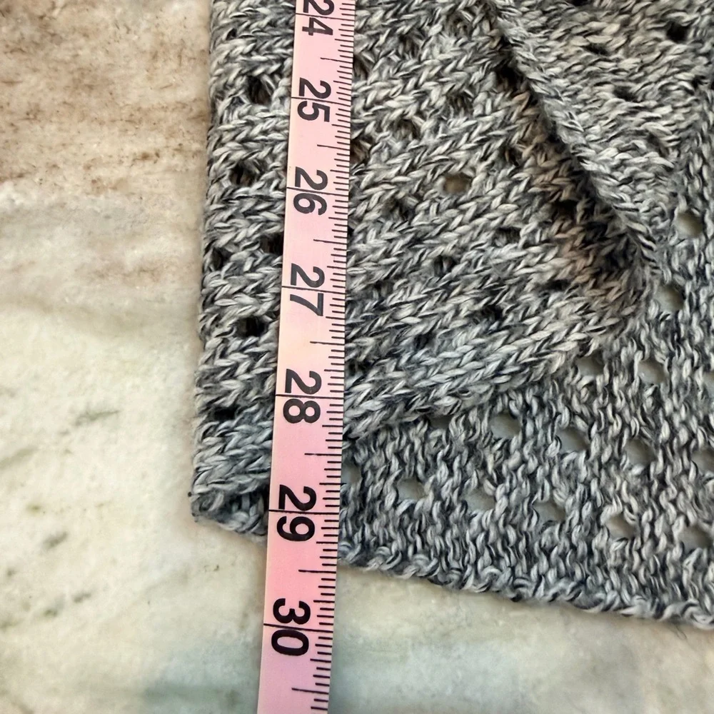 Debbie Morgan Gray Open Knit Cardigan Waterfall Draped Sweater | M - Picture 7 of 8